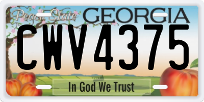 GA license plate CWV4375