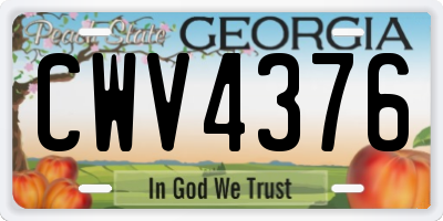 GA license plate CWV4376