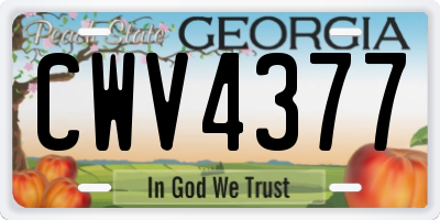 GA license plate CWV4377