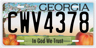 GA license plate CWV4378