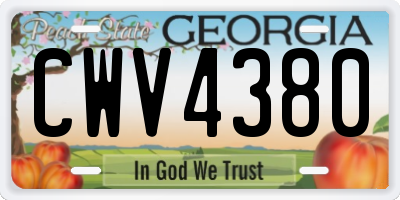 GA license plate CWV4380