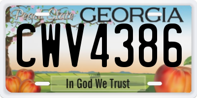 GA license plate CWV4386