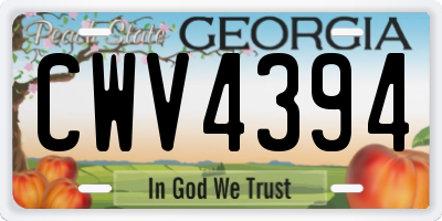 GA license plate CWV4394