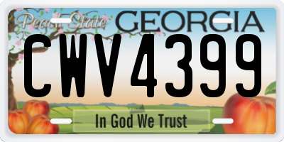 GA license plate CWV4399