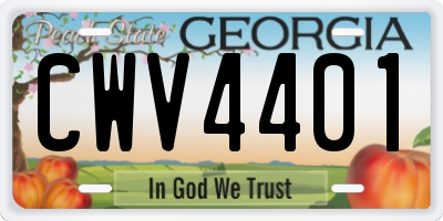 GA license plate CWV4401