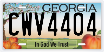 GA license plate CWV4404