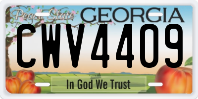 GA license plate CWV4409