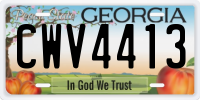 GA license plate CWV4413