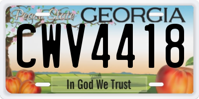 GA license plate CWV4418