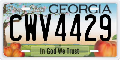 GA license plate CWV4429
