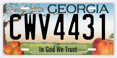 GA license plate CWV4431
