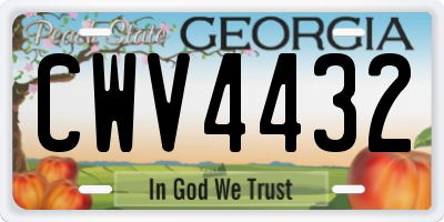 GA license plate CWV4432