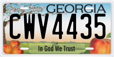 GA license plate CWV4435