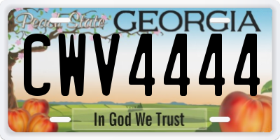 GA license plate CWV4444