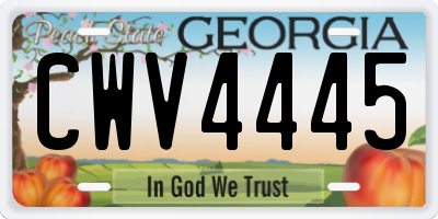 GA license plate CWV4445