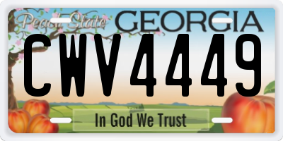 GA license plate CWV4449