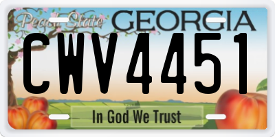 GA license plate CWV4451