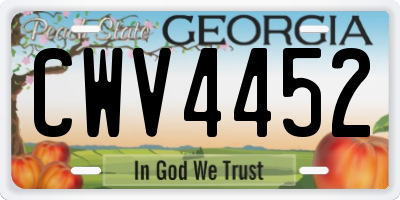 GA license plate CWV4452