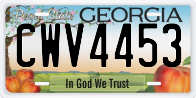 GA license plate CWV4453