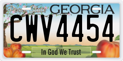 GA license plate CWV4454