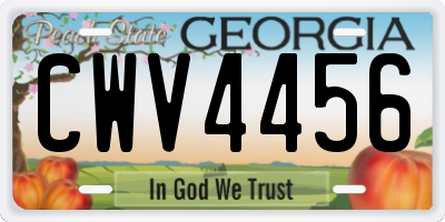 GA license plate CWV4456