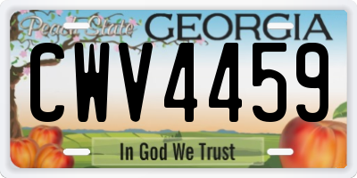 GA license plate CWV4459