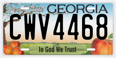 GA license plate CWV4468