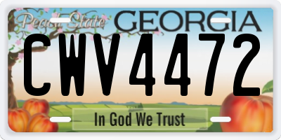 GA license plate CWV4472