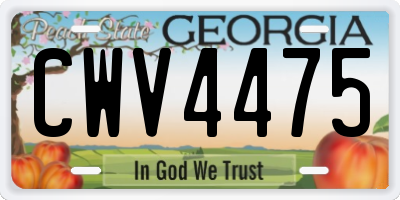 GA license plate CWV4475