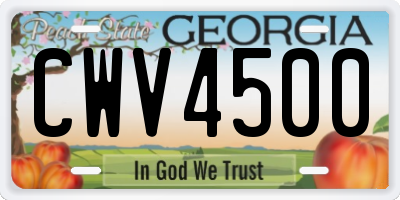 GA license plate CWV4500