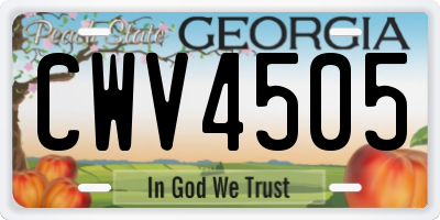 GA license plate CWV4505