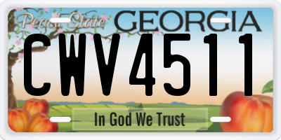 GA license plate CWV4511