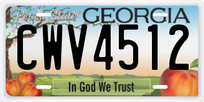 GA license plate CWV4512