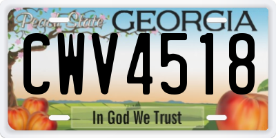 GA license plate CWV4518