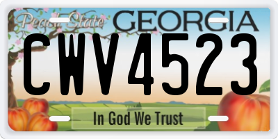 GA license plate CWV4523