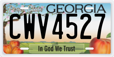 GA license plate CWV4527