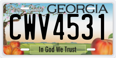 GA license plate CWV4531