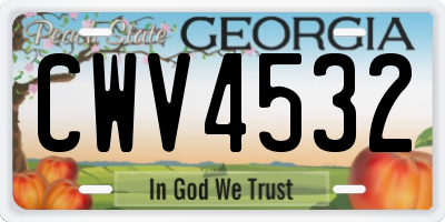 GA license plate CWV4532