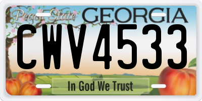 GA license plate CWV4533