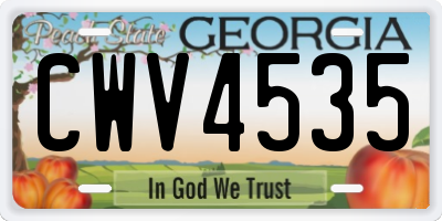 GA license plate CWV4535