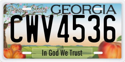 GA license plate CWV4536