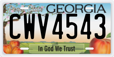 GA license plate CWV4543