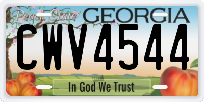 GA license plate CWV4544