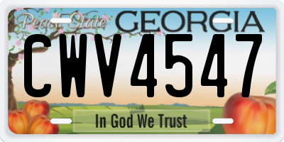 GA license plate CWV4547