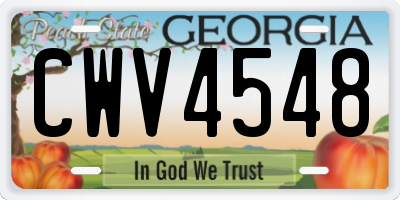 GA license plate CWV4548
