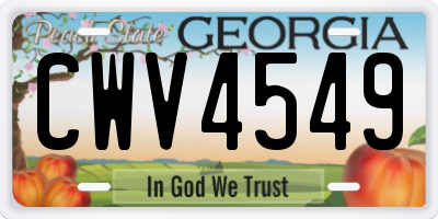 GA license plate CWV4549