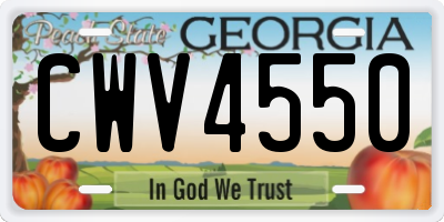 GA license plate CWV4550