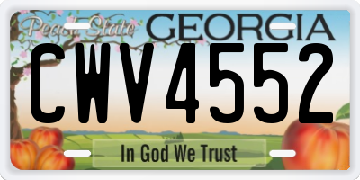 GA license plate CWV4552