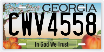 GA license plate CWV4558
