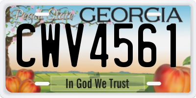 GA license plate CWV4561